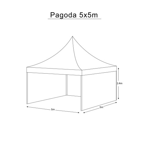 Cort transparent pagoda echipat pentru evenimente, deschidere 5m, module x5m, capacitati x25mp